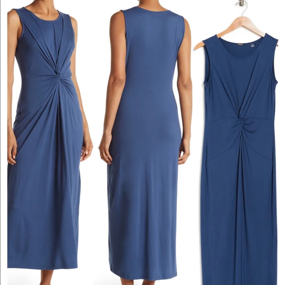 Tahari Front Twist Crew Neck Sleeveless Maxi dress